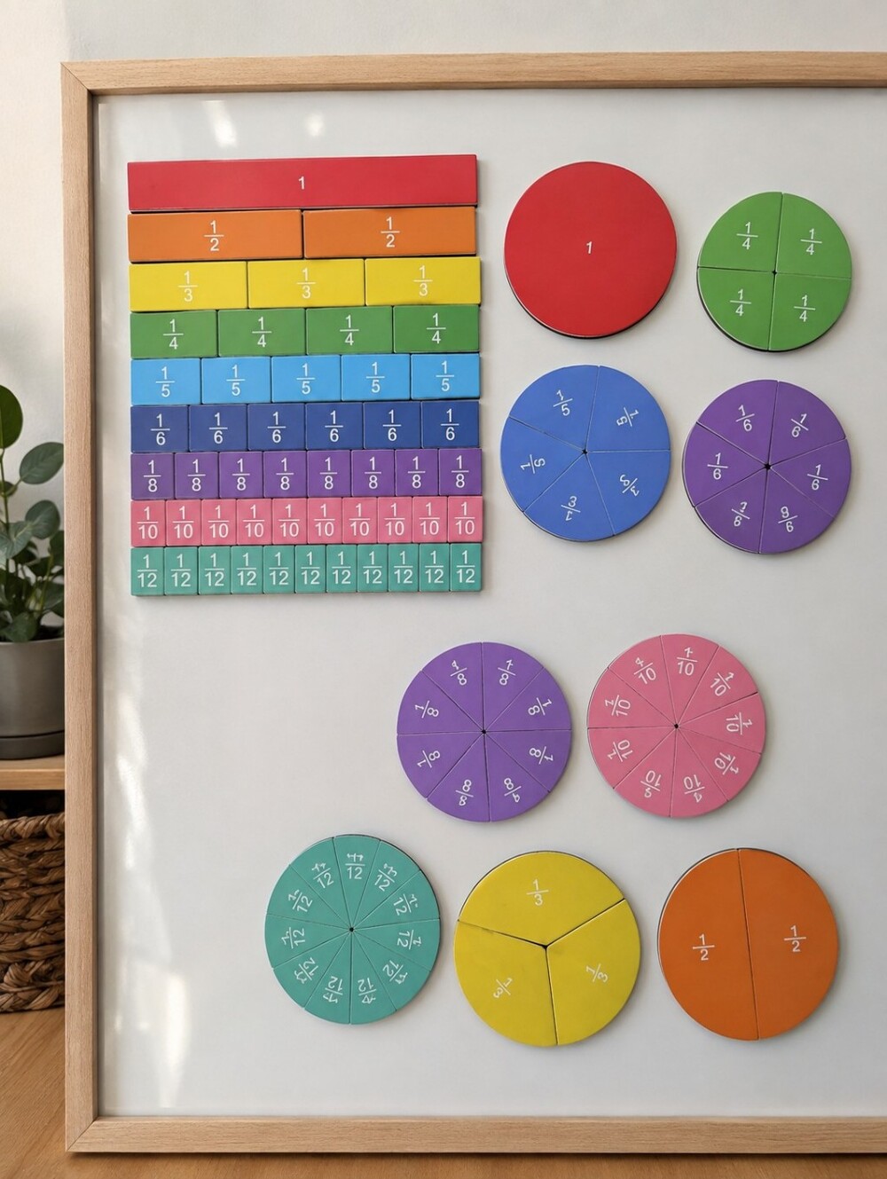 Magnetic Fraction Learning Set – Circles & Fraction Bars EUC Homeschool Learniny
